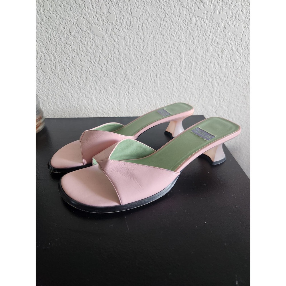 Chilis Retro Pink & Green Women's Opened Toed Flats Size 8